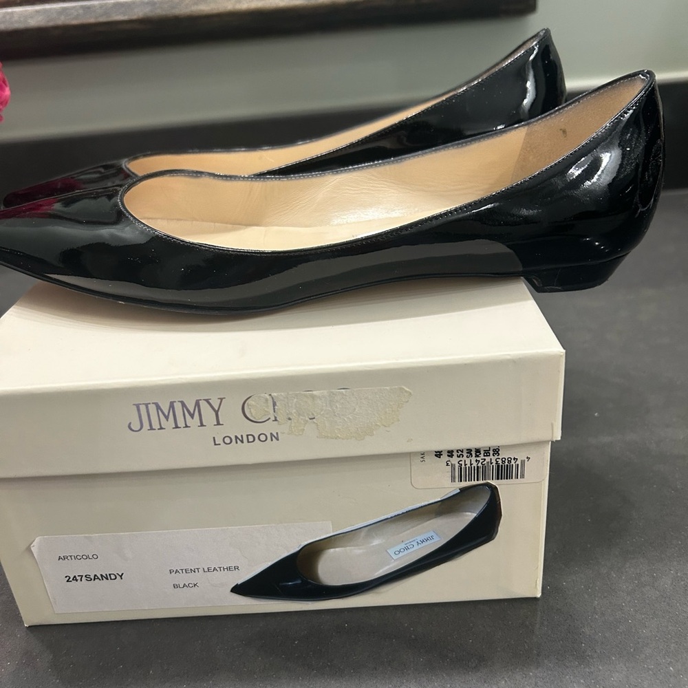 Jimmy Choo Black Patent Leather Flats - Picture 3 of 4